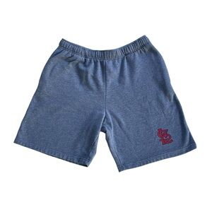MLB GENUINE MERCHANDISE MENS GRAY FLEECE SHORTS WITH ST LOUIS LOGO SIZE MEDIUM